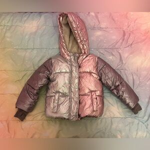 GAP Metallic Pink and Silver Puffer Jacket